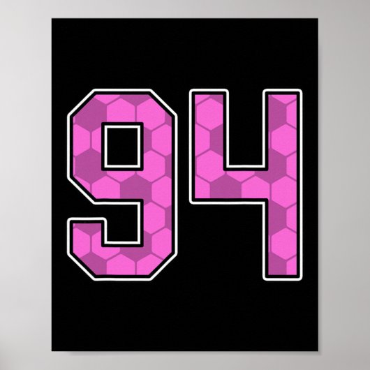 Pink Soccer Pattern Number 94 Jersey Player Unifor Poster (Voorkant)