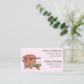 Pink Social calling card-Pink Lifeguard Tower Visitekaartje (Staand voorkant)