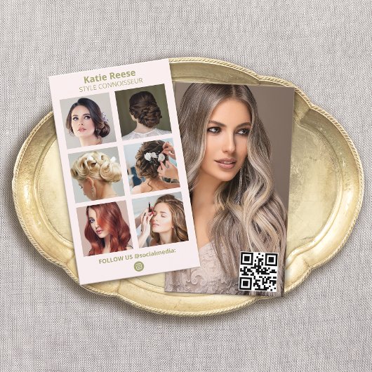 Pink Social Media Fotogrid QR Code - Instagram Visitekaartje