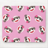 Pink Sock Monkey Bloemenmeisje Muismat (Voorkant)