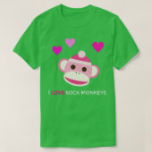 Pink Sock Monkey I Love Sock Monkeys T-shirt (Design voorkant)