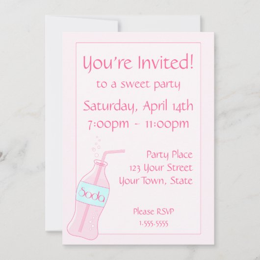Pink Soda Party Kaart (Voorkant)