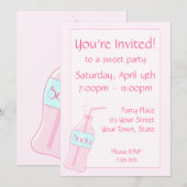 Pink Soda Party Kaart (Voorkant / Achterkant)