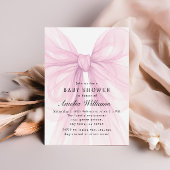 Pink Soft Bow Girl Baby Shower  Kaart