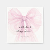 Pink Soft Elegant Bow Baby Shower Servet (Voorkant)