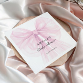 Pink Soft Elegant Bow Baby Shower Servet