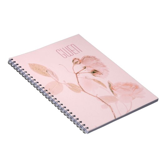 Pink Soft Floral, op maat gemaakt Notitieboek (Rechterzijde)