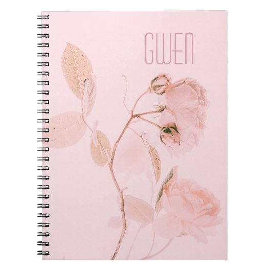 Pink Soft Floral, op maat gemaakt Notitieboek (Voorkant)