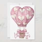 Pink soft heart balloon Happy Valentines Day Feestdagenkaart (Voorkant)