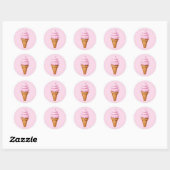 Pink Soft Serve Ice Cream Emoji Ronde Sticker (Vel)