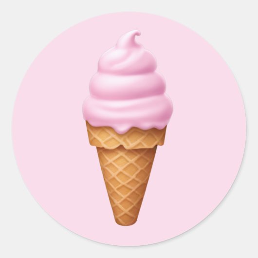 Pink Soft Serve Ice Cream Emoji Ronde Sticker (Voorkant)