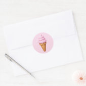 Pink Soft Serve Ice Cream Emoji Ronde Sticker (Envelop)