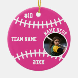 Pink Softball Girls Gifts Players Team For Her Keramisch Ornament