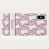 Pink Softball Girly Sportpatroon Case-Mate iPhone Case (Achterkant (horizontaal))