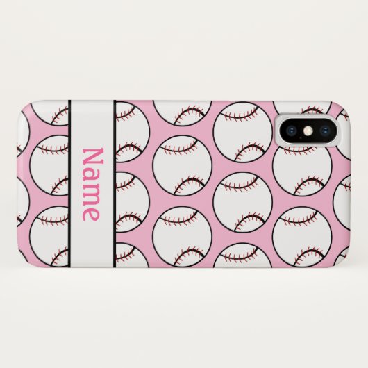 Pink Softball Girly Sportpatroon Case-Mate iPhone Case (Achterkant (horizontaal))