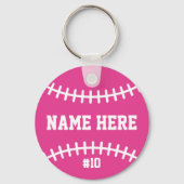 Pink Softball Keychain Girls Team Athletes Player (Voorkant)