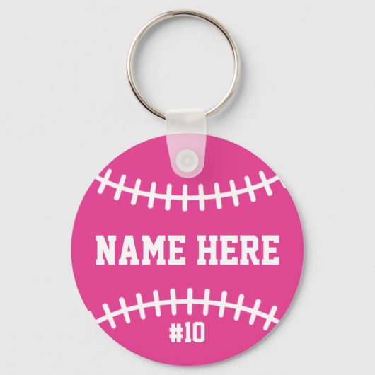 Pink Softball Keychain Girls Team Athletes Player (Voorkant)