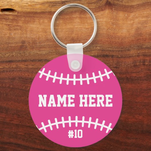 Pink Softball Keychain Girls Team Athletes Player (Voorkant)