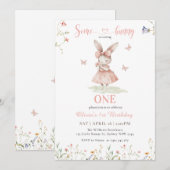 Pink Some Bunny is het draaien van een meisje eers Kaart (Voorkant / Achterkant)