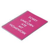 Pink SORRY A UNICORN ATE MY HOMEWORK Notitieboek (Linkerzijde)
