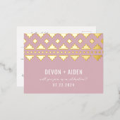 Pink Southwest Gleam Wedding Reply Folie Uitnodiging Briefkaart (Voorkant / Achterkant)