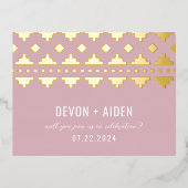 Pink Southwest Gleam Wedding Reply Folie Uitnodiging Briefkaart (Voorkant)