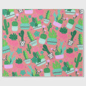 Pink Southwestern Cactus Pattern Sweet 16 Party Cadeaupapier (Vlak)
