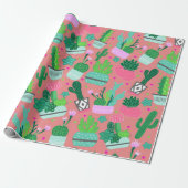Pink Southwestern Cactus Pattern Sweet 16 Party Cadeaupapier (Uitgerold)