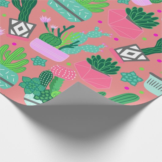 Pink Southwestern Cactus Pattern Sweet 16 Party Cadeaupapier (Hoek)
