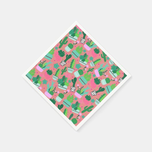 Pink Southwestern Cactus Pattern Sweet 16 Party Servet (Hoek)