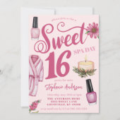 Pink Spa Day Sweet 16 Uitnodiging (Voorkant)