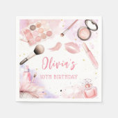 Pink Spa Party Glam Girl Make-up Verjaardag servet (Voorkant)