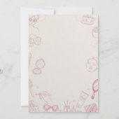Pink Spa Party Invitation for Girl's 7th Birthday Kaart (Achterkant)