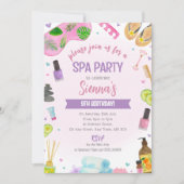 Pink Spa Party Verjaardag Uitnodiging Pamper & Rel (Voorkant)
