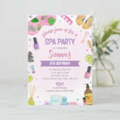Pink Spa Party Verjaardag Uitnodiging Pamper & Rel (Staand voorkant)