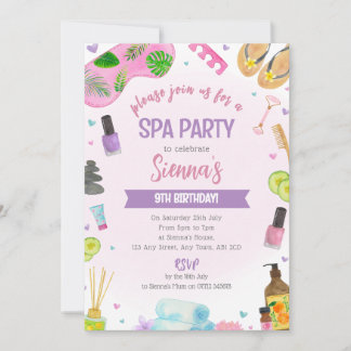 Pink Spa Party Verjaardag Uitnodiging Pamper & Rel