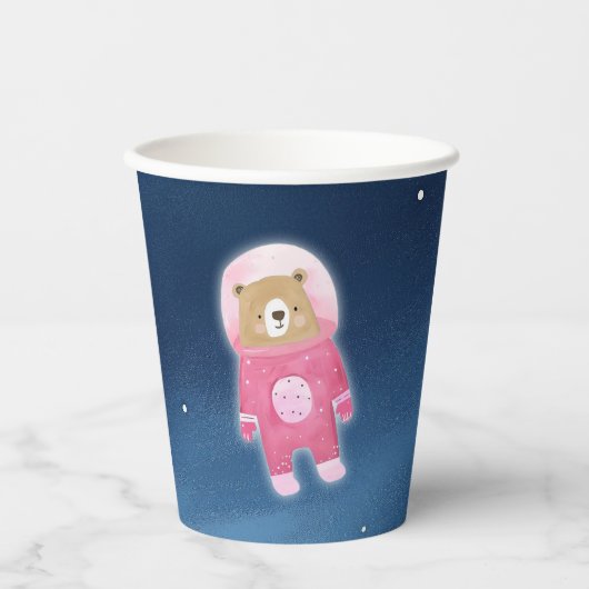 Pink Space Beer Astronaut Baby shower Papieren Bekers (Voorkant)