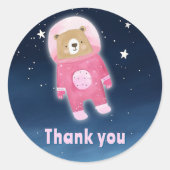 Pink Space Beer dank je wel astronaut Ronde Sticker (Voorkant)