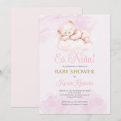 Pink Spanish Baby Shower Girl Kaart (Voorkant / Achterkant)