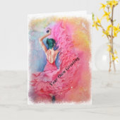 PINK SPANISH DANCER WENSKAART KAART (Gele Bloem)