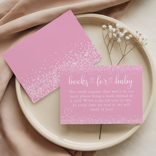 Pink Sparkle Books for Baby Heart Script Informatiekaartje