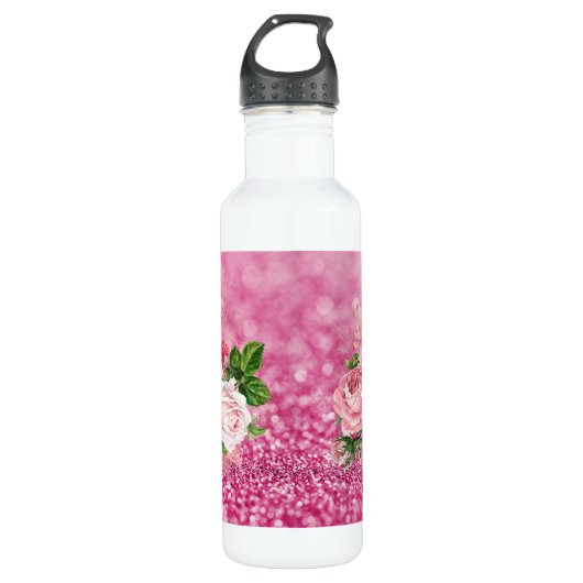 Pink Sparkle Bouquet Water Fles (Voorkant)