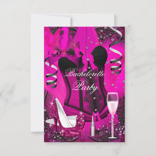 Pink Sparkle Celebration Bachelorette Invitation Kaart (Voorkant)