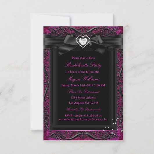 Pink Sparkle Celebration Bachelorette Invitation Kaart (Achterkant)