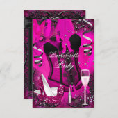 Pink Sparkle Celebration Bachelorette Invitation Kaart (Voorkant / Achterkant)