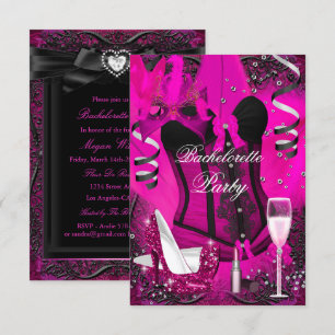 Pink Sparkle Celebration Bachelorette Invitation Kaart