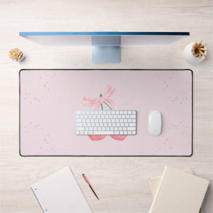 Pink Sparkle Cherry Ribbon Bureaumat