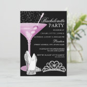 Pink Sparkle Cocktail Bachelorette Party Kaart (Staand voorkant)
