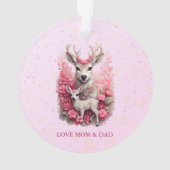 Pink Sparkle Deer and Floral Christmas Keepsake Ornament (achterkant)
