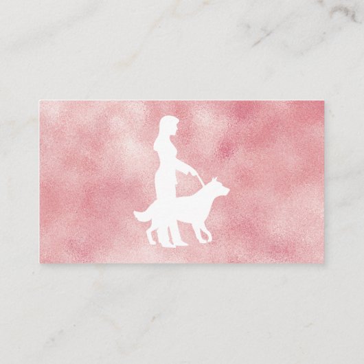 Pink Sparkle  Dog Walker Pet Sitter Visitekaartje (Achterkant)